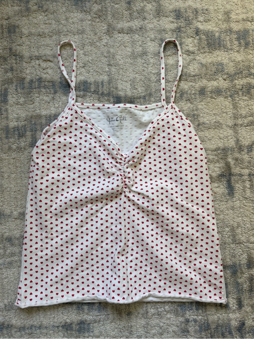 Brandy Melville White Spaghetti Tank with Red Heart Print